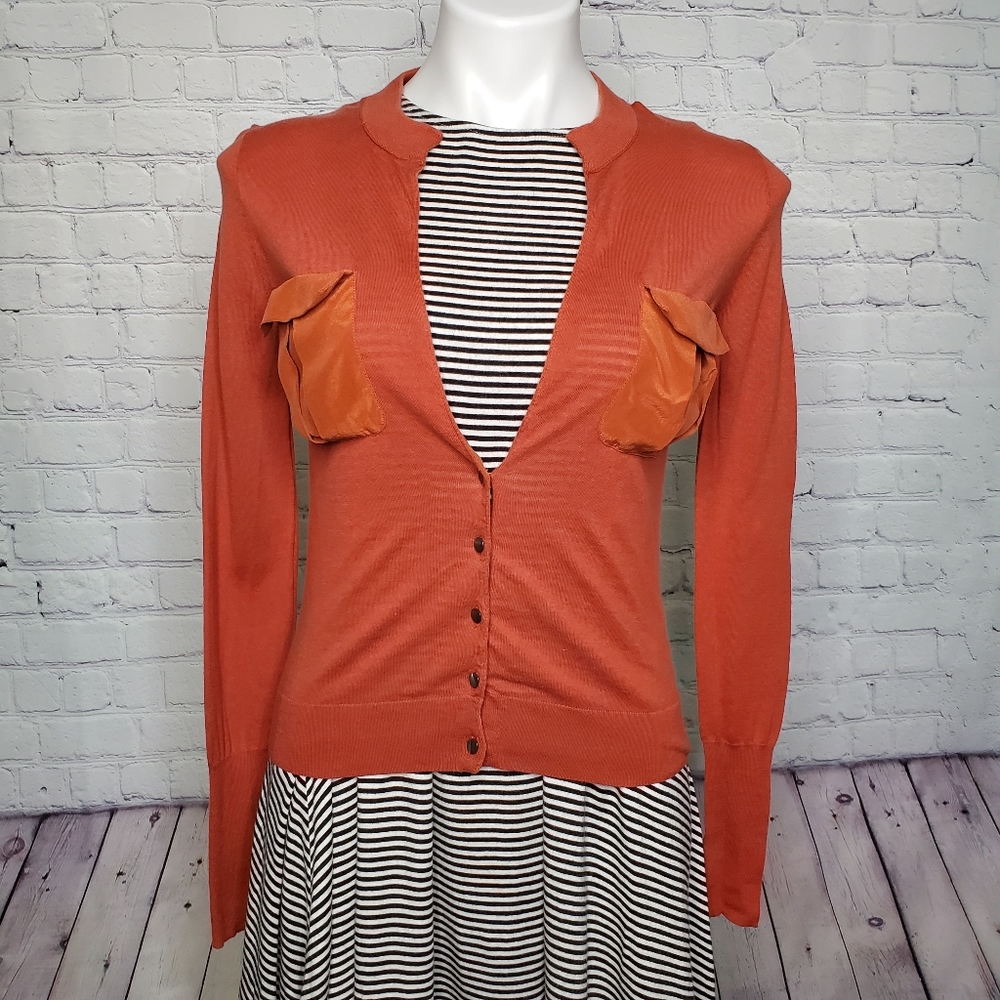 J.Crew Cardigan Cotton and Silk Burnt Orange Size XS